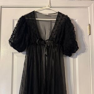 Miss Elaine Lightweight black Slip with Black Trim